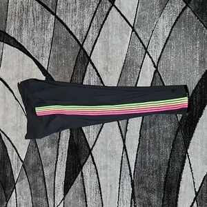 VS PINK 2020 ULTIMATE NEON MESH STRIPES HIGH-WAISTED ANKLE BLACK LEGGINGS